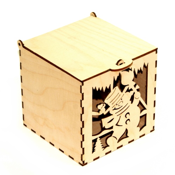 Коробочка "Кубик" с откидной крышкой "Снеговик"