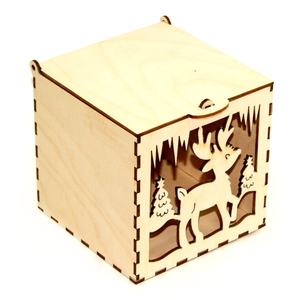 Коробочка "Кубик" с откидной крышкой "Олень"